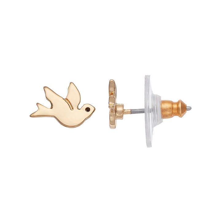 Lc Lauren Conrad Bird Nickel Free Stud Earrings, Women's, Gold