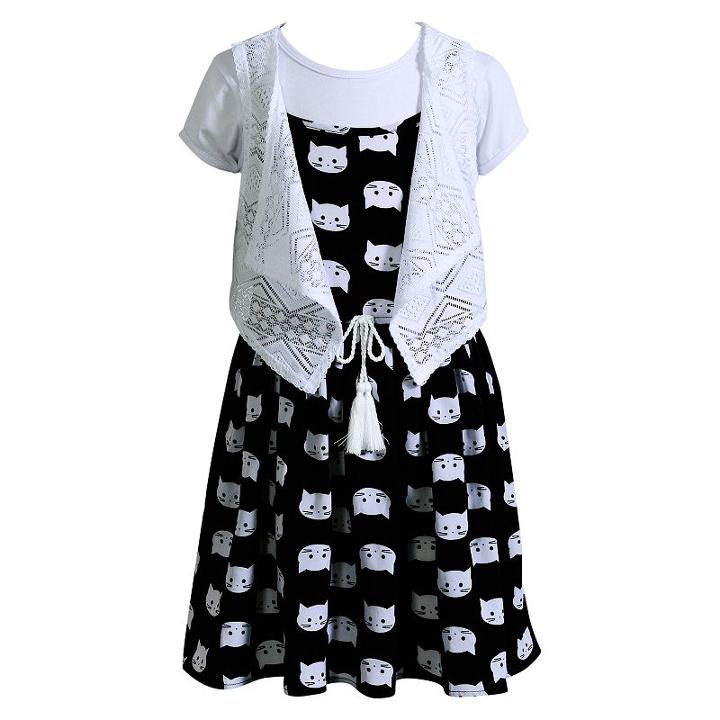 Girls 4-6x Youngland Dress, Tee & Vest Set, Size: 5, White