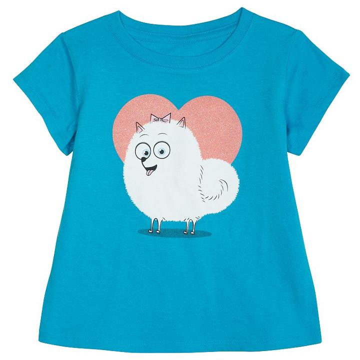 Girls 4-6x The Secret Life Of Pets Gidget Heart Tee, Girl's, Size: 6, Turquoise/blue (turq/aqua)