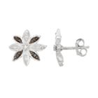 Sterling Silver Black & White Diamond Accent Flower Stud Earrings, Women's