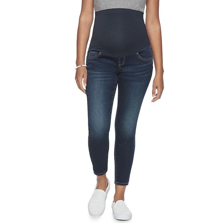 Maternity A:glow Belly Panel Cropped Jeggings, Women's, Size: 4-mat, Med Blue