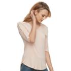 Women's Apt. 9&reg; Beaded Sleeve Tee, Size: Large, Light Pink