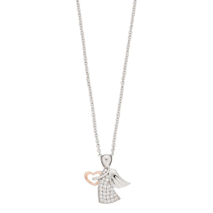 Silver Expressions By Larocks Cubic Zirconia Angel Pendant Necklace, Women's, White