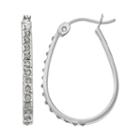 Diamond Mystique Platinum Over Silver Oval Hoop Earrings, Women's, White