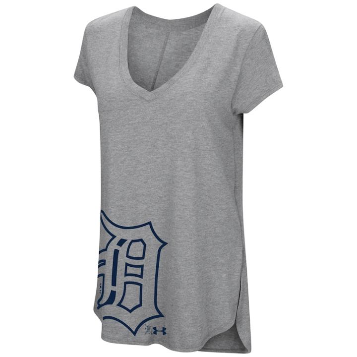 Women's Under Armour Detroit Tigers Pride Hem Graphic Tee, Size: Regular, Med Grey