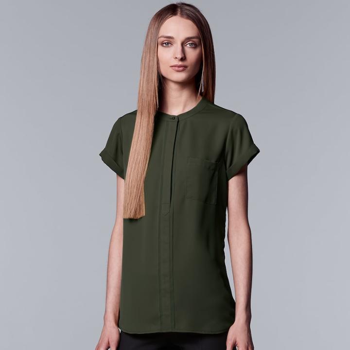 Petite Simply Vera Vera Wang Essential Popover Top, Women's, Size: Xl Petite, Dark Green
