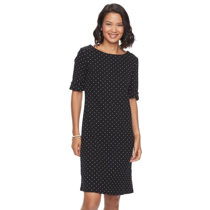 Women's Croft & Barrow&reg; Print Sheath Dress, Size: Large, Black