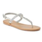 Women's Candies&reg; Bling T-strap Sandals, Size: Large, Silver