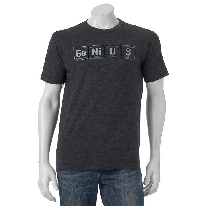 Genius Periodical Table Tee - Men, Size: Medium, Grey (charcoal)