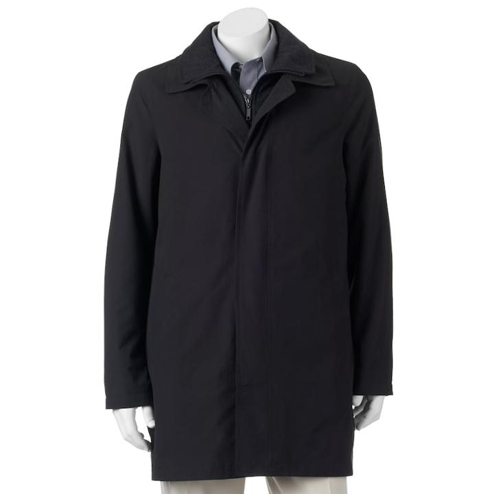 Men's Savile Row Edgar Classic-fit All-weather Coat, Size: Small, Black