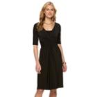 Women's Chaps Solid Knot-front Empire Dress, Size: Xs, Black