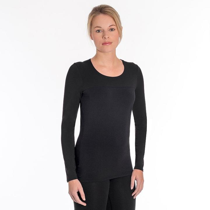 Women's Snow Angel Cashmere Scoopneck Base Layer Top, Size: Medium, Black