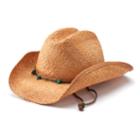 Women's Scala Raffia Western Cowboy Hat With Chin Cord, Med Brown