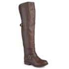 Journee Collection Kane Womens Studded Over-the-knee Buckle Boots, Girl's, Size: 8, Brown