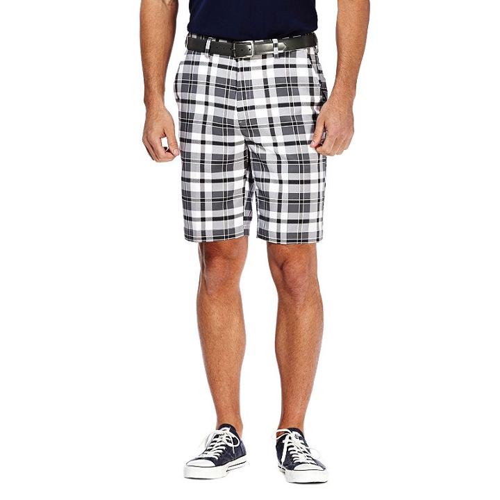Men's Haggar&reg; Cool 18&reg; Flat-front Plaid Shorts, Size: 34, White