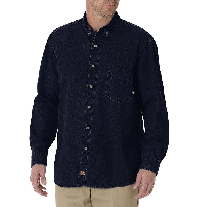 Big & Tall Dickies Denim Button-down Shirt, Men's, Size: M Tall, Blue