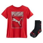 Boys 4-7 Puma Red Graphic Tee & Socks Set, Size: 4, Light Red