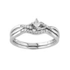 Diamond Engagement Ring Set In 10k White Gold (1/5 Carat T.w.), Women's, Size: 6