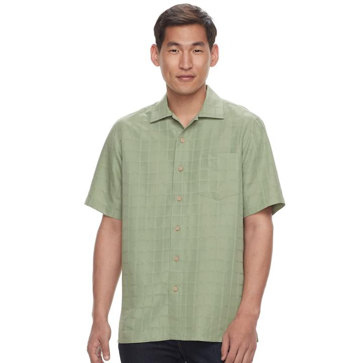 Men's Batik Bay Regular-fit Soft-touch Rayon-blend Button-down Shirt, Size: Xl, Green Oth