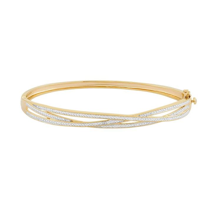 18k Gold Over Silver Crisscross Hinged Bangle Bracelet, Women's, Size: 7.25, Yellow