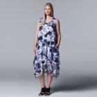 Plus Size Simply Vera Vera Wang Printed Handkerchief Tank Dress, Women's, Size: 1xl, Med Blue
