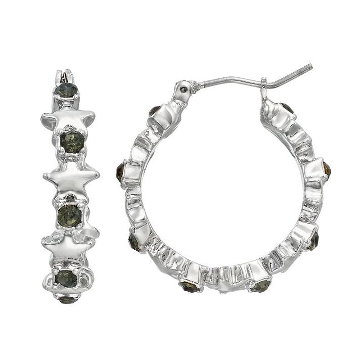 Simply Vera Vera Wang Nickel Free Star Hoop Earrings, Women's, Silver