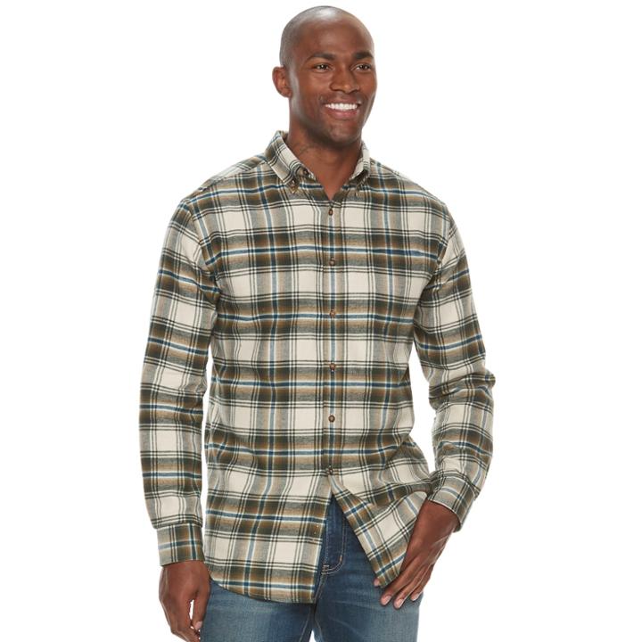 Big & Tall Croft & Barrow&reg; True Comfort Classic-fit Flannel Button-down Shirt, Men's, Size: 3xb, Green