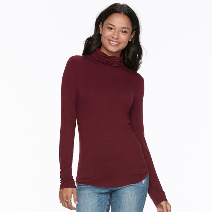 Juniors' So&reg; Long Sleeve Turtleneck Top, Teens, Size: Xl, Red