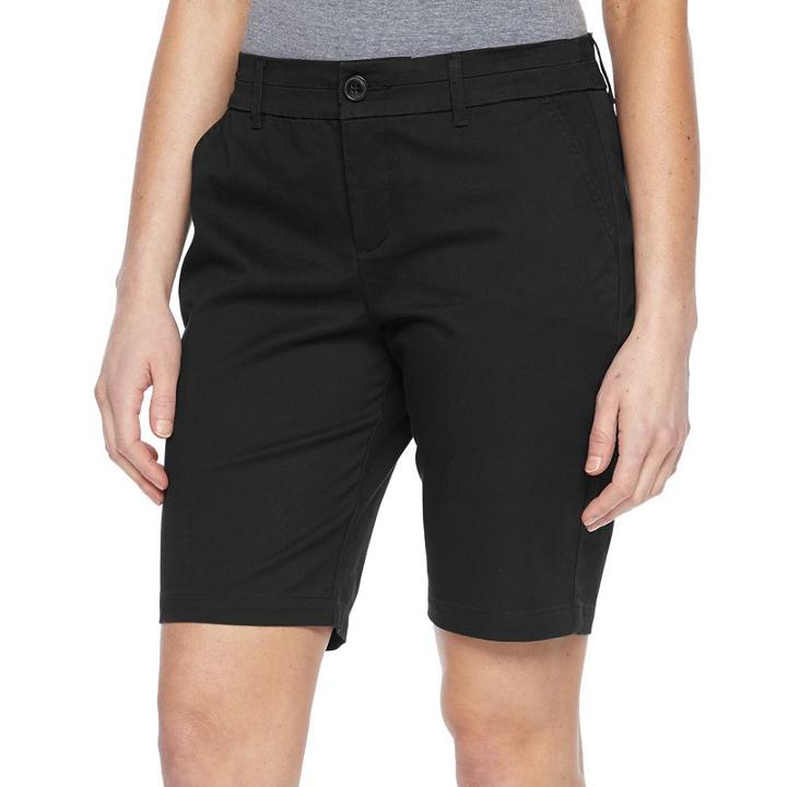 Petite Croft & Barrow&reg; Twill Bermuda Shorts, Women's, Size: 4 Petite, Black