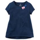 Girls 4-8 Carter's Short Sleeve Tulle Bow Embellished Tee, Size: 8, Blue