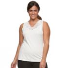 Plus Size Cuddl Duds Softech Lace V-neck Tank, Women's, Size: 1xl, Lt Beige