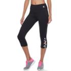 Women's Fila Sport&reg; Reflective Strappy Hem Capri Leggings, Size: Xs, Black