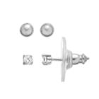 Primrose Sterling Silver Cubic Zirconia Ball Stud Earring Set, Women's, Grey