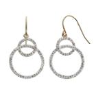 Crystal 14k Gold-bonded Sterling Silver Interlocking Hoop Drop Earrings, Women's, White