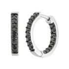 1 Carat T.w. Black Diamond Sterling Silver Inside-out Hoop Earrings, Women's