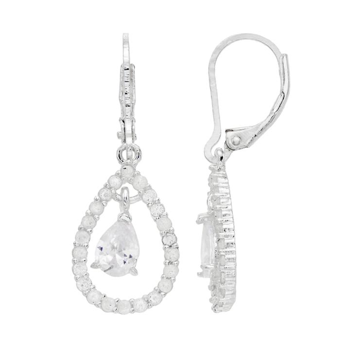 Napier Cubic Zirconia Teardrop Earrings, Women's, Silver