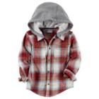 Boys 4-7 Carter's Hooded Plaid Flannel Shirt, Size: 7, Red Plaid