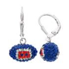 New England Patriots Crystal Sterling Silver Football Drop Earrings, Women's, Multicolor
