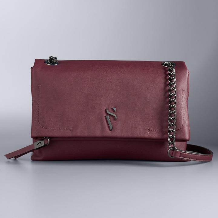 Simply Vera Vera Wang Garrison Double Entry Flap Crossbody Bag, Women's, Med Red