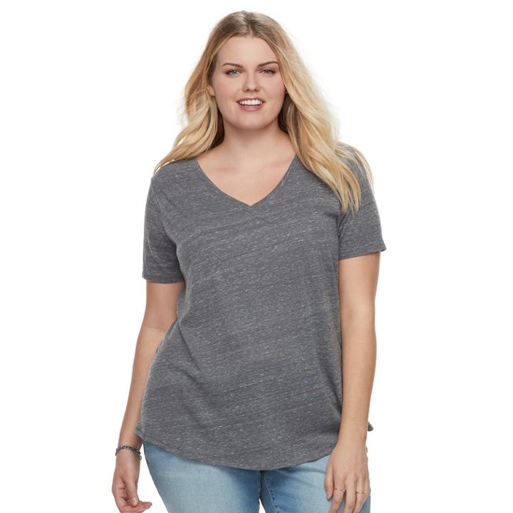 Plus Size Sonoma Goods For Life&trade; Essential V-neck Tee, Women's, Size: 3xl, Dark Grey