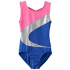 Girls 4-14 Jacques Moret Colorblock Foil Leotard, Size: Medium, Blue Other