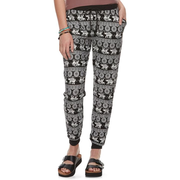 Juniors' Mudd&reg; Printed Joggers, Teens, Size: Medium, Pink Ovrfl