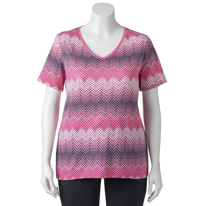 Plus Size Croft & Barrow&reg; Print Asymmetrical-hem Tee, Women's, Size: 3xl, Med Pink