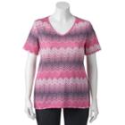Plus Size Croft & Barrow&reg; Print Asymmetrical-hem Tee, Women's, Size: 3xl, Med Pink