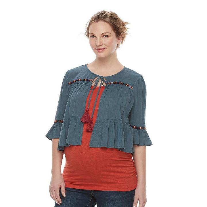 Maternity A:glow Tassel Cardigan, Women's, Size: L-mat, Turquoise/blue (turq/aqua)