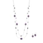 Purple Beaded Double Strand Necklace & Nickel Free Drop Earring Set, Women's