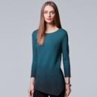 Women's Simply Vera Vera Wang Ombre Asymmetrical Crewneck Sweater, Size: Small, Med Blue