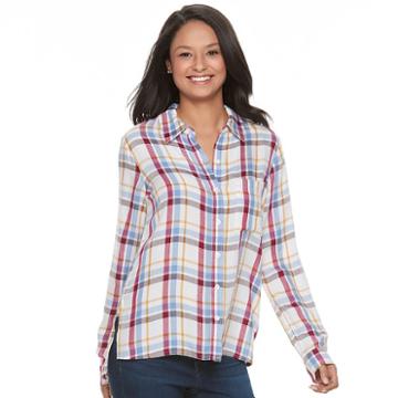 Juniors' So&reg; High-low Shirt, Girl's, Size: Small, Natural