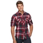 Big & Tall Rock & Republic Plaid Button-down Shirt, Men's, Size: Xl Tall, Dark Red