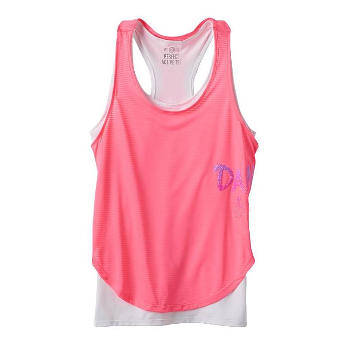 Girls 7-16 So&reg; Racerback Double-layer Tank Top, Girl's, Size: 16, Brt Pink